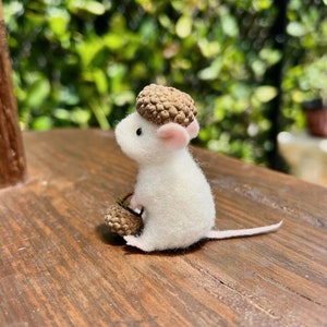 Made to Order - Acorn Hat and Basket Mouse - Cute Cottagecore Mushroom Mouse Gift for Nature and Mouse Lovers