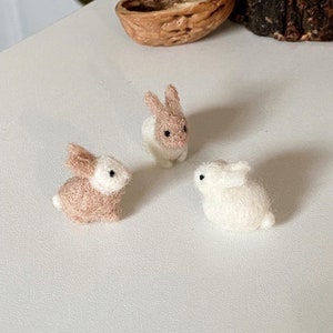 Tiny Miniature Needle Felted Bunny | Collectable Cottagecore Gift for Bunny Lover and Animal Lover | Dollhouse Pet Bunny | Easter Gift