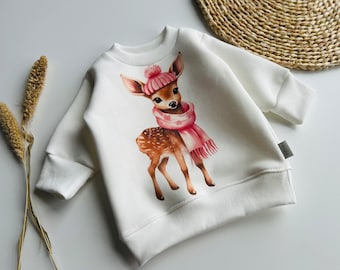 Sweat-shirt pour bébé, haut écru pour enfant, survêtement unisexe pour tout-petit, survêtement en coton pour bébé, pull surdimensionné pour nouveau-né, vêtements pour fille prématurée, haut cerf