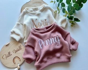 Embroidered Baby Sweater, Custom Name Pullover, Toddler Sweatshirt, Newborn Gift