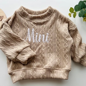 Baby Custom Name Sweater, Newborn Embroidered Outfit, Toddler Unisex Sweatshirt, Cotton Baby Pullover Tops, Oversized Sweater