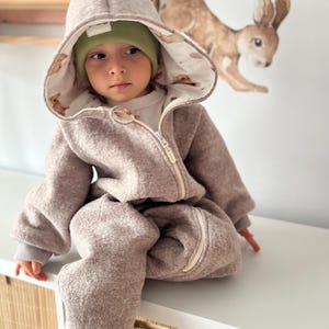 Wool Baby Snowsuit, Newborn Hooded Overall, Fall kids clothes, Preemie Fall Clothes, Infant Winter Romper, Premium Wool Baby Suit