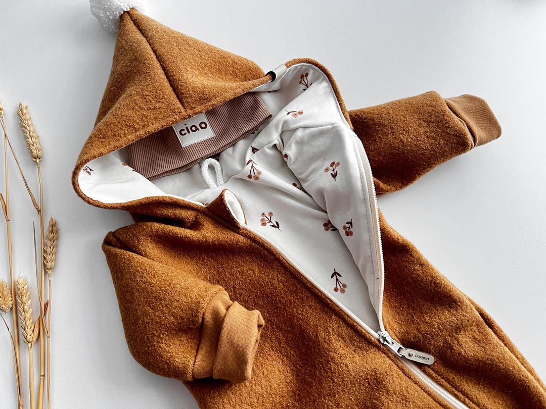 Peach Baby Wool Suit – 2-Piece Warm Winter Outfit with Teddy Design main image 1