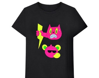 Customized Cat & Mouse “I don’t care” Black T-Shirt, Acid Print T-Shirt, Cat Lover Shirt, Unisex T-Shirt