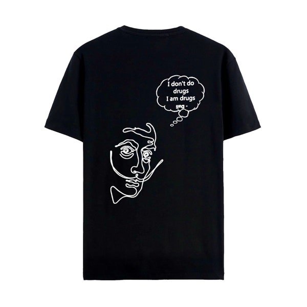 Salvador Dali "I don't do drugs I am drugs " Black T-Shirt, Customized T-Shirt, Unisex T-Shirt