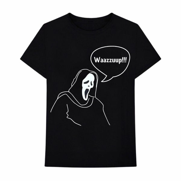 Scary Movie Ghostface Wazzup Scream T-Shirt, Halloween T-Shirt, Customized T-Shirt, Unisex T-Shirt