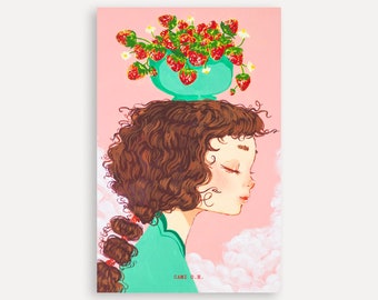 Strawberry Wall Art Collection Print - Fruit Decor, Strawberry Whimsical Artwork