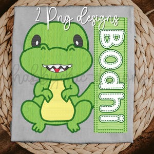 T Rex Dinosaur faux applique PNG design with name plate 300DPI high resolution