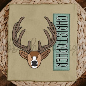3 designs Deer faux applique with name plate PNG image 300DPI high resolution