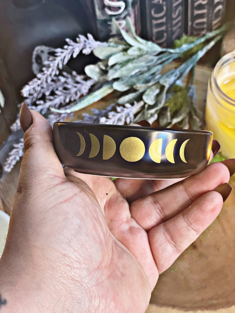 Moon Phase Trinket Bowl -Offering Bowl- Chime Candle dish- jewelry tray image 2