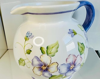 Capriware Large Floral design pitcher Hand Painted