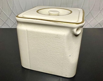 Vintage 1930s Cunard Crown Devon Fieldings Cube Teapot – RMS Queen Mary – Art Deco Maritime Collectible – Made in England