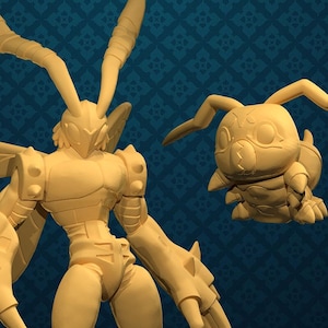 Wormmon Digivolution Line Miniature - Irnkman&#39;s Minis - Unpainted Resin Printed Miniature for TTRPGs, Painting, and Display