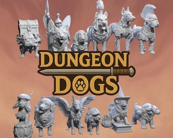 Dungeon Dogs Miniatures (12 Variations) - 28mm / 32mm / 36mm - Medusa Miniatures - Resin Printed Figure for D&D, TTRPGs, and Board Games