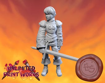 Male Squire Miniature - 28mm / 32mm / 36mm - Ethan Savage Studios - Resin Printed Figure for D&D, TTRPGs, and Board Games