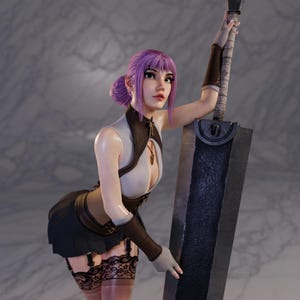 Maiden&#39;s Squire Miniature - 28mm / 32mm / 36mm / 75mm - Standard & NSFW Variations - QB Works