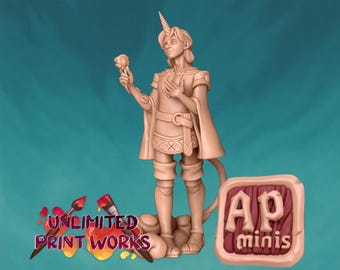 Alber, Unicorn Boy Miniature - Awkward Penguin’s Minis - 28mm / 32mm / 36mm - Resin Printed Figure for TTRPGs and Painting