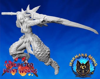Nargacuga Hunter Miniature - 28mm / 32mm / 36mm - Irnkman's Minis - Resin Printed Figure for D&D, TTRPGs, and Board Games