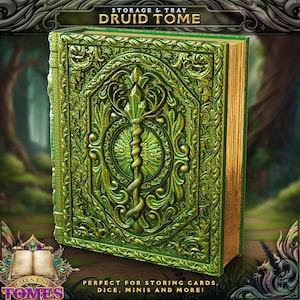 Druid Tome Dice and Card Storage Tray / Deck Box for D&D, Magic the Gathering, Lorcana, and more! - FatesEnd