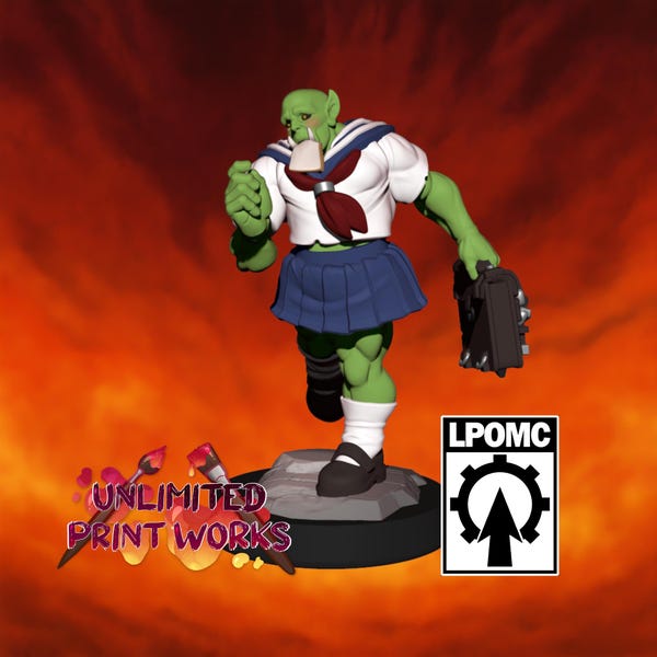 Orc-kun Miniature - 28mm / 32mm / 36mm - LPOMC - Unpainted Resin Printed Figure for D&D, TTRPGs, and Board Games
