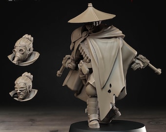 Holy Shogunate Rifle Sniper Priest Miniature (3 Variations) - 28mm / 32mm / 36mm - Bite the Bullet - Resin Printed Wargaming Figure