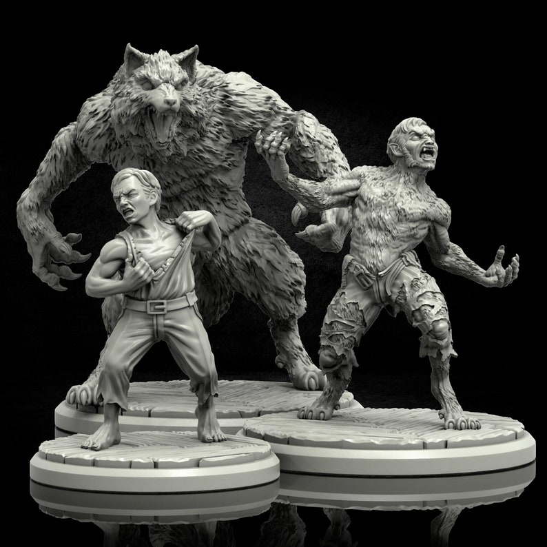 Werewolf Miniature (3 Phase Variations) - Adaevy Creations - 28mm ...