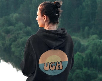 UGH - Black Heavy Blend Hooded Sweatshirt - Unisex Hoodie - Scenic Ugh - Funny Hooded Sweatshirt - Sarcastic - Vintage inspired - Hipster