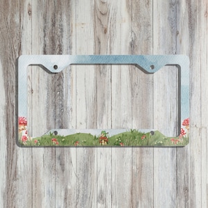 Cutest Little Banjo Playing Frog Slim License Plate Frame | Cute Car Accessories | Plate Frame For Her | Frog Gift | Musical Toad Mushroom