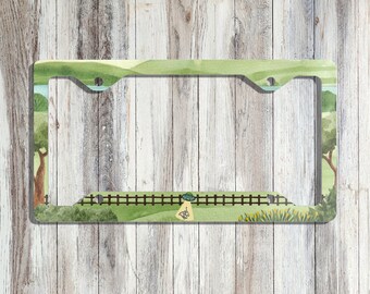 Cute UFO Beam Cow Slim License Plate Frame | Silly Unique Car Accessories For Him Her | Cute Car Tag Space New Car New Driver Gift Funny