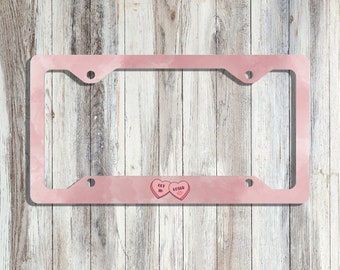 Valentines Day Sassy Hearts Slim License Plate Frame - Get In Loser Convo Heart Plate Frame - Unique Car Accessories For Her New Driver Gift