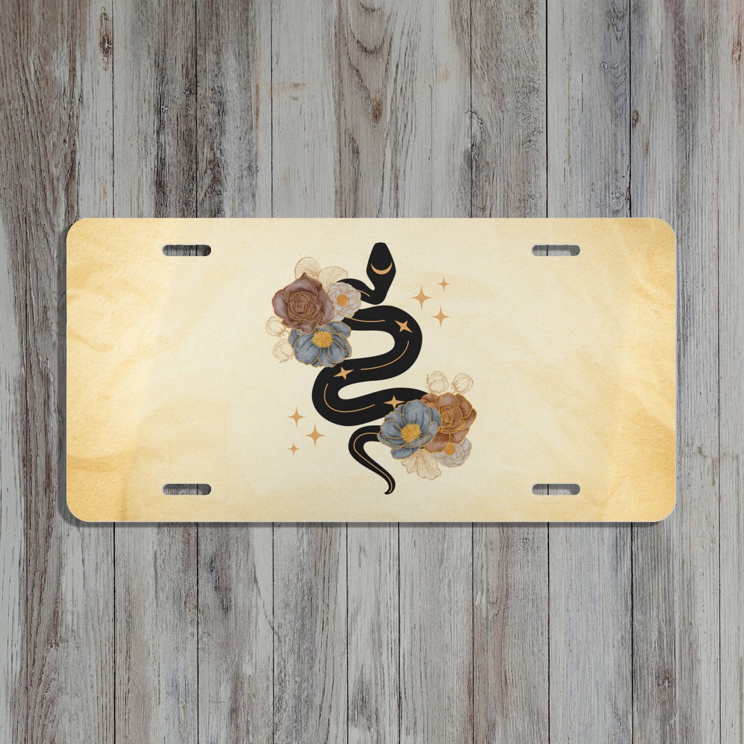 Pretty Celestial Moon Snake License Plate Serpent Witchy Car