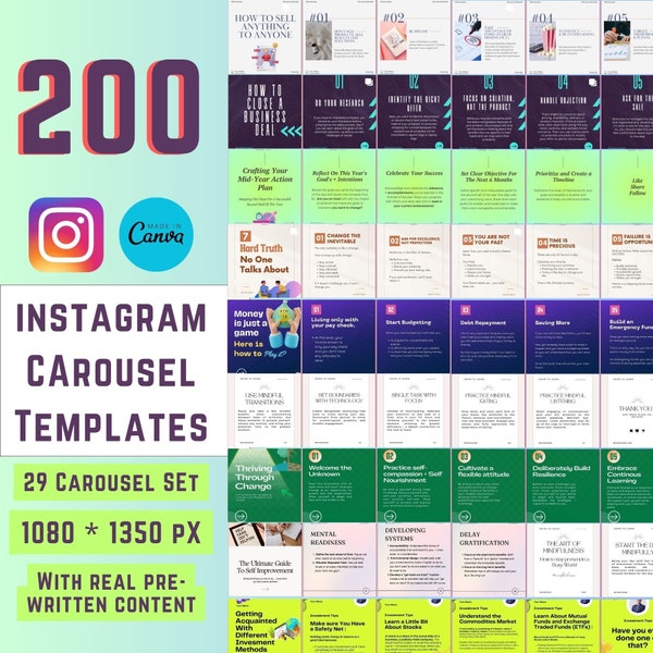 Instagram Carousel Template, Canva Template, Carousel post, Social media canva template, small business, blogger, coach, engagement booster