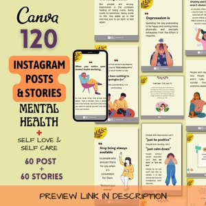 120 Beige Instagram-verhalen over geestelijke gezondheid | Instagram-verhaalsjabloon Canva | Betrokkenheidsbooster| Welzijnscoach