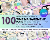 Time Management Instagram Bundle: 100 Editable Canva Template (Digital Download)