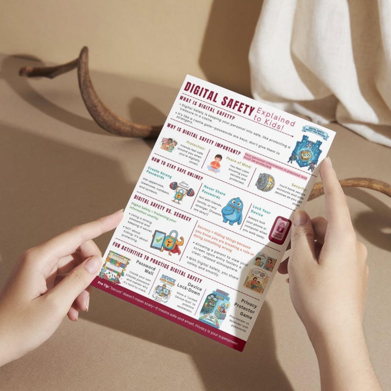 Digital Safety for Kids Printable | Cyber Security PDF Handout for ...