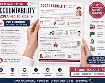 Accountability Handout: Character Education Worksheet for Kids (PDF Printable)