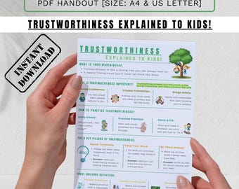 Trustworthiness Handout: Character Education Worksheet for Kids (PDF Printable)