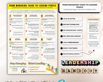Leadership Handout Canva Template: Team Management & Growth (PLR License, Digital Download A4/US Letter)