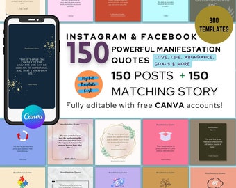 Manifestation Quotes Instagram Bundle: Editable Canva Templates (Digital Download)