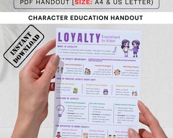 Loyalty Handout for Kids & Teens: Character Education Worksheet (PDF Download)