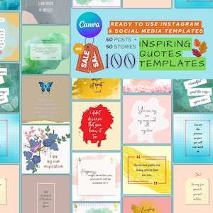 Citations inspirantes Instagram, Modèles Canva, Contenu pour réseaux sociaux, Histoires Instagram, Publication Instagram, Booster de fiançailles, Lot de citations