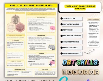 DBT Wise Mind Handout | Therapy Skills, Canva Template (PDF)