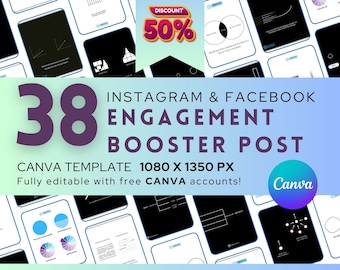 Instagram Engagement Booster, Canva Templates, Social Media Posts (Digital Download)