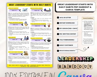 Leadership Habits Handout: Canva Template for Coaches (PLR, Digital Download)