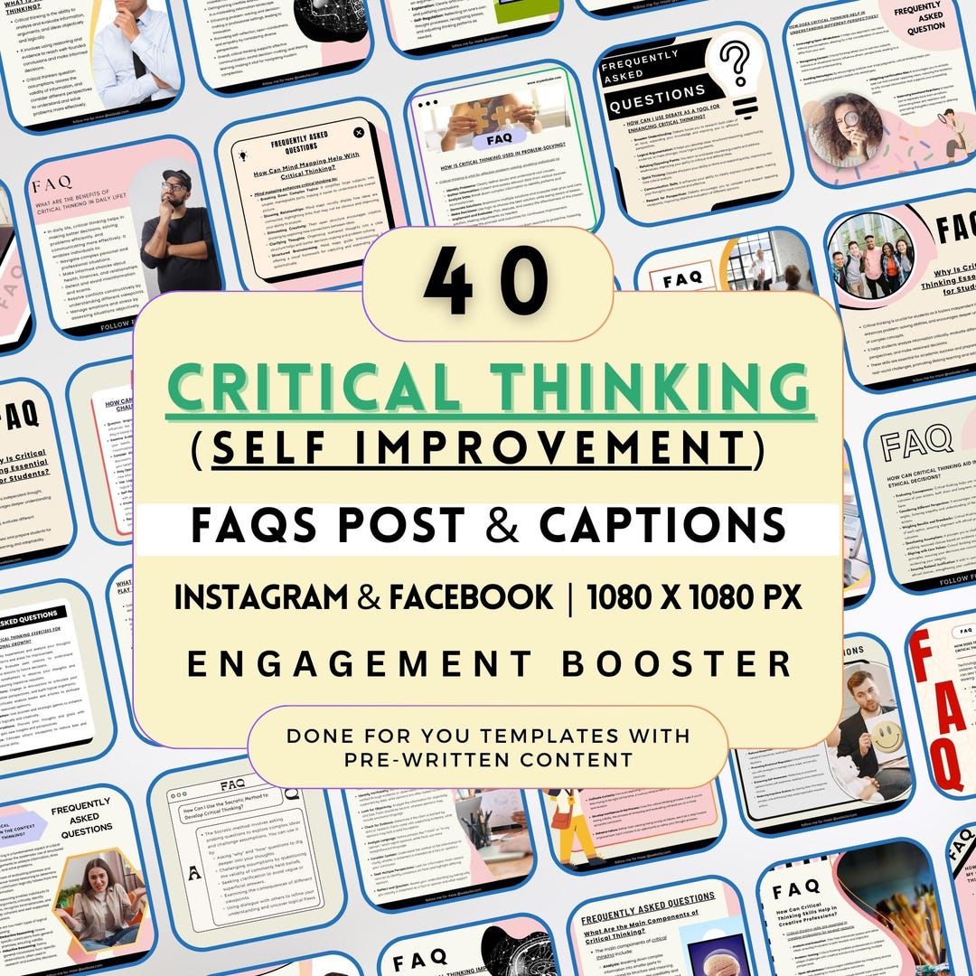 Faqs Template Instagram Critical Thinking Faqs Instagram Bundle: 40 Editable Canva Templates ...