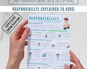 Responsibility Worksheet for Kids: Character Education Handout (PDF Printable)