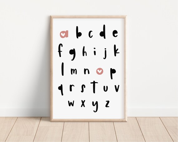 Nursery Printable Alpabet Printable Black and Pink Art - Etsy