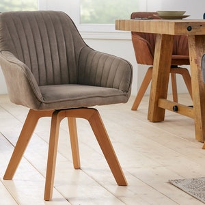 Retro Design Stuhl mit Armlehnen Drehbar viele Farben Taupe