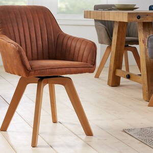 Retro Design Stuhl mit Armlehnen Drehbar viele Farben Braun