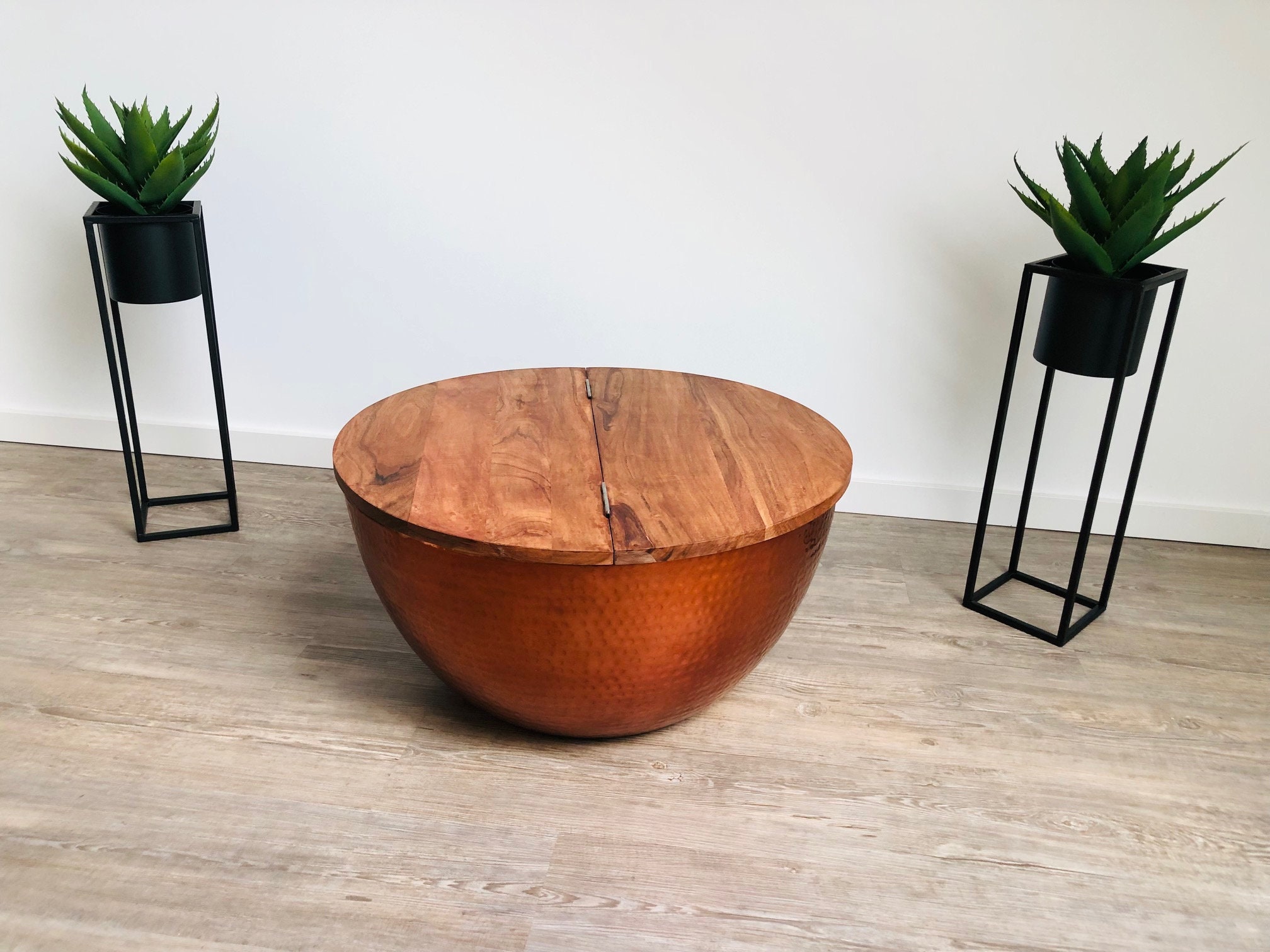 ORIENT STORAGE Coffee Table Storage Copper Acacia Metal Hammered - Etsy